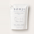 SOHJI All-Purpose Cleaner refill pouch, 32 fl oz, white pouch with navy logo; 1 pouch = 2 refills