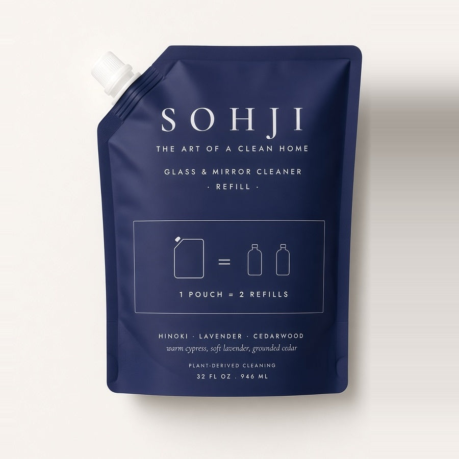 SOHJI Glass and Mirror Cleaner refill pouch, 32 fl oz